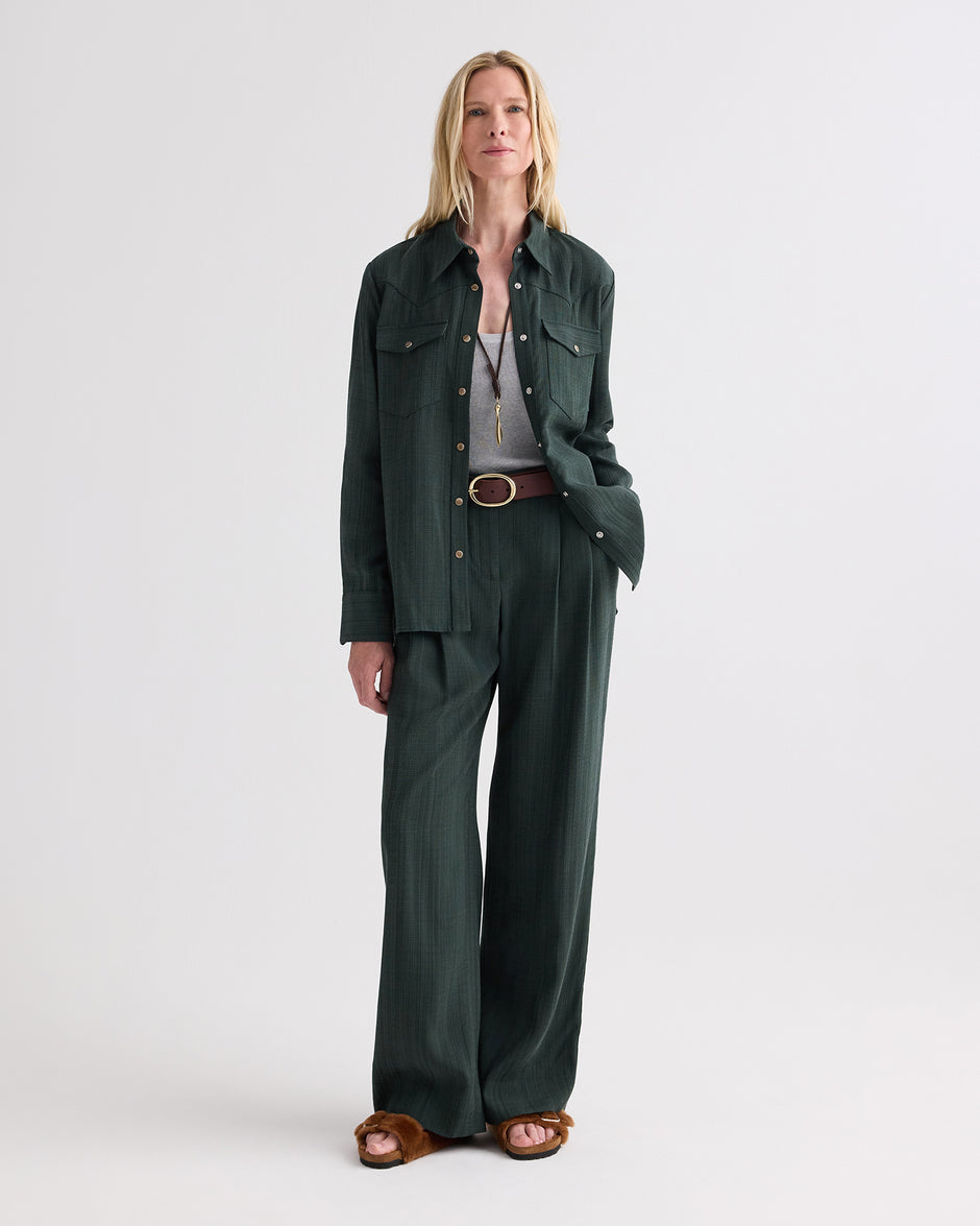 TWP Darkest spruce Lone Rider Shirt in Malfile Viscose view 3