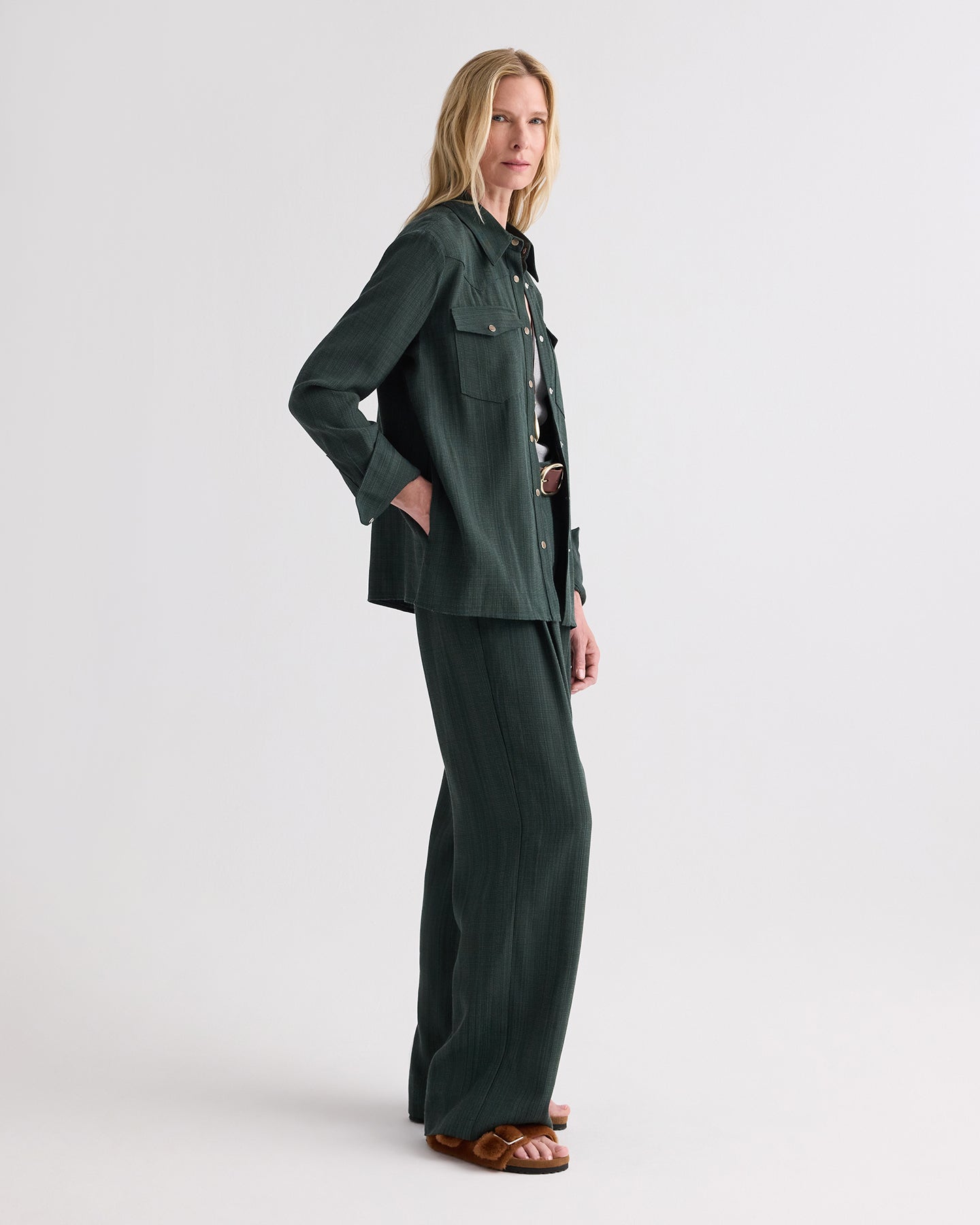 TWP Darkest spruce Lone Rider Shirt in Malfile Viscose view 5