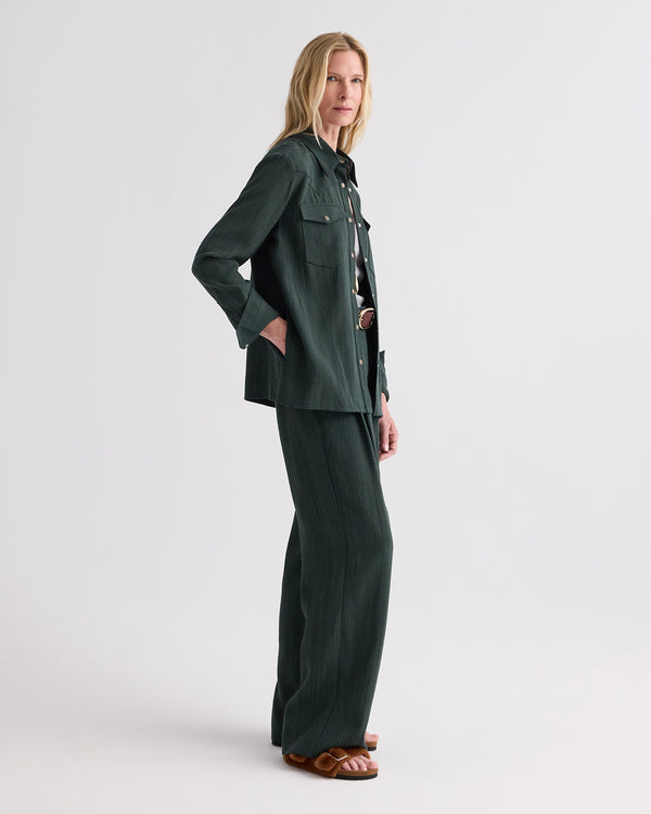 TWP Darkest spruce Lone Rider Shirt in Malfile Viscose view 5