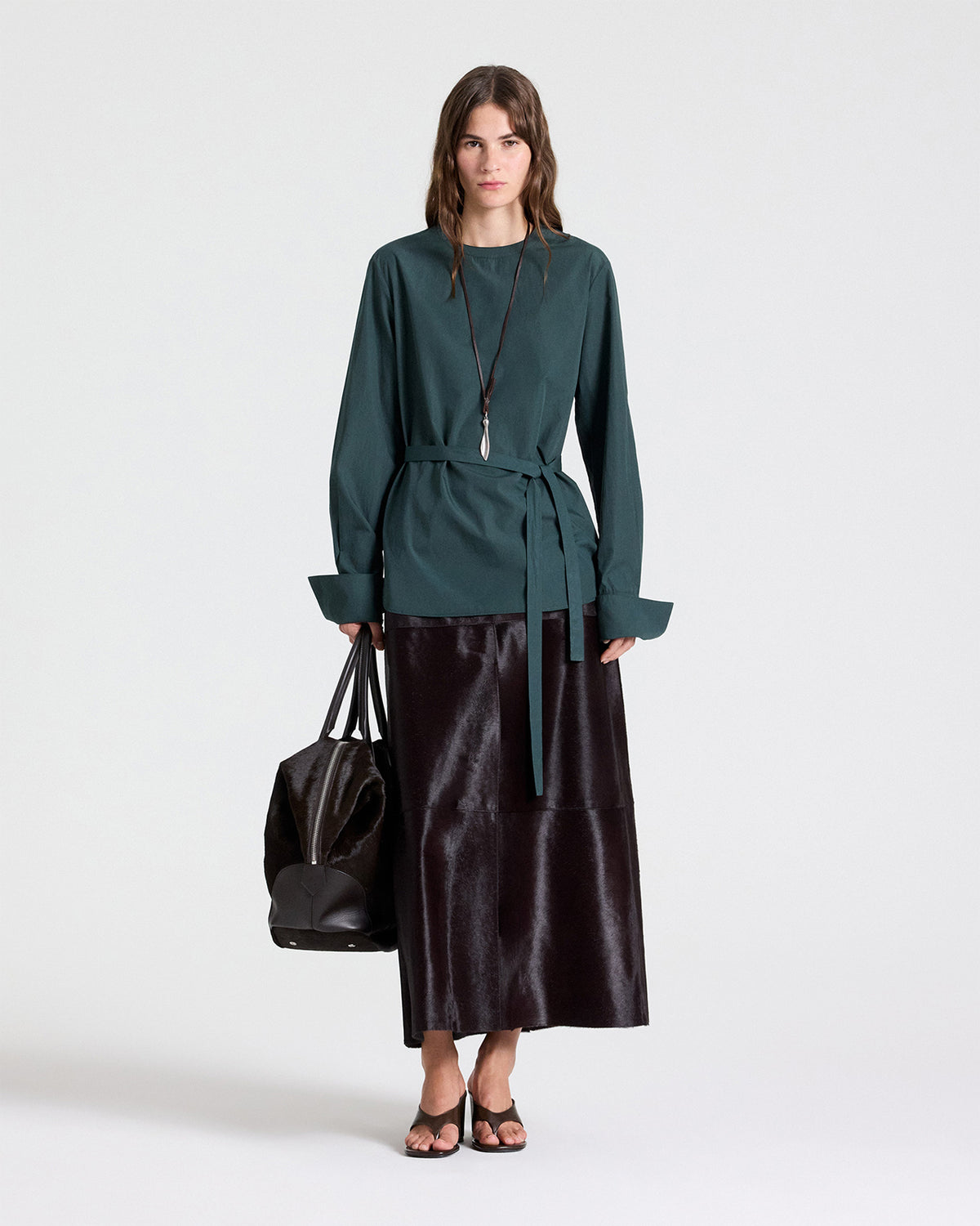 TWP Darkest spruce The Day We Met Top in Cotton Poplin view 3