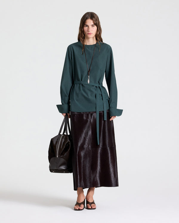 TWP Darkest spruce The Day We Met Top in Cotton Poplin view 3
