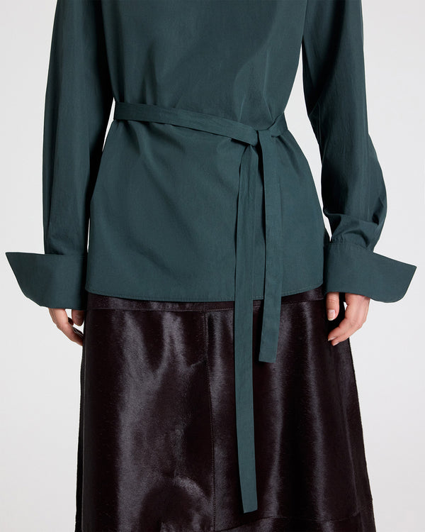 TWP Darkest spruce The Day We Met Top in Cotton Poplin view 2