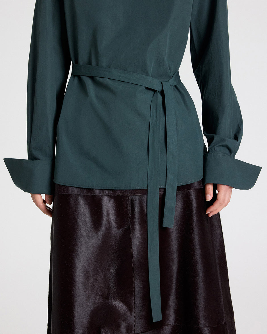 TWP Darkest spruce The Day We Met Top in Cotton Poplin view 2