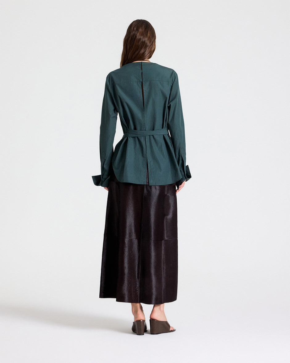 TWP Darkest spruce The Day We Met Top in Cotton Poplin view 5