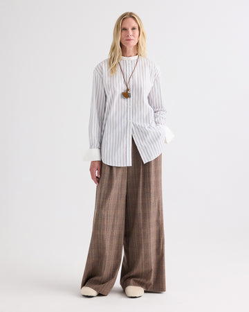 TWP White / midnight Sweet Home Alabama Shirt in Mixed Hairline Stripe view 2