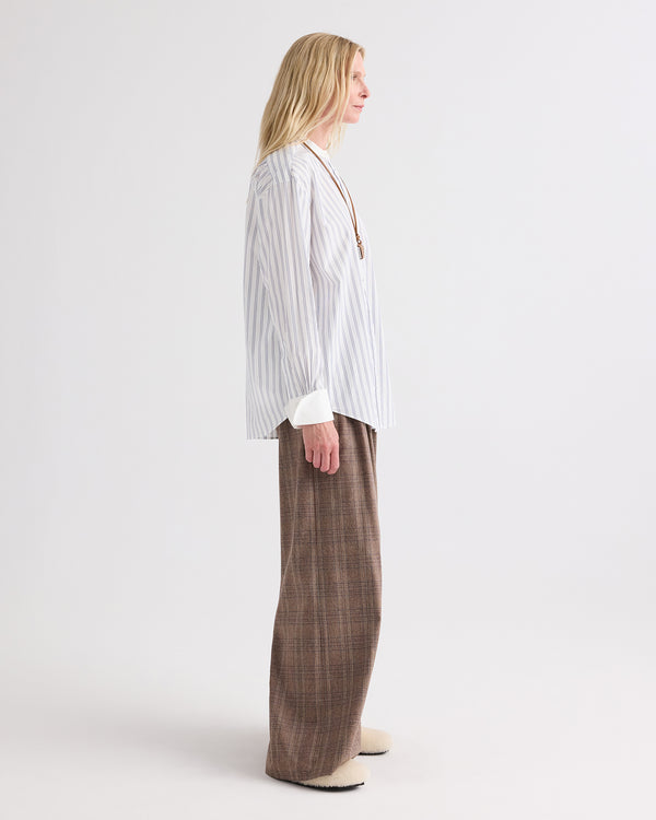 TWP White / midnight Sweet Home Alabama Shirt in Mixed Hairline Stripe view 4