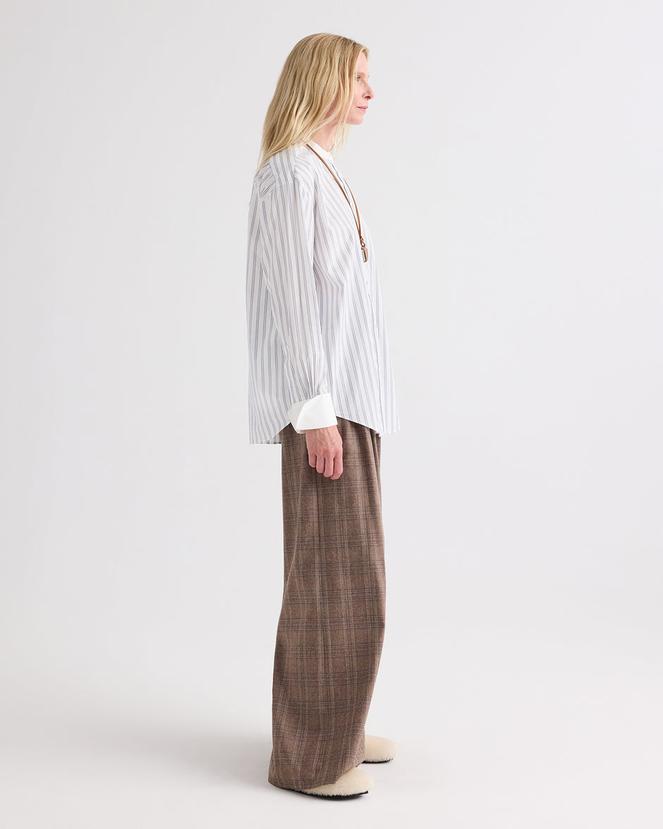 TWP White / midnight Sweet Home Alabama Shirt in Mixed Hairline Stripe view 4