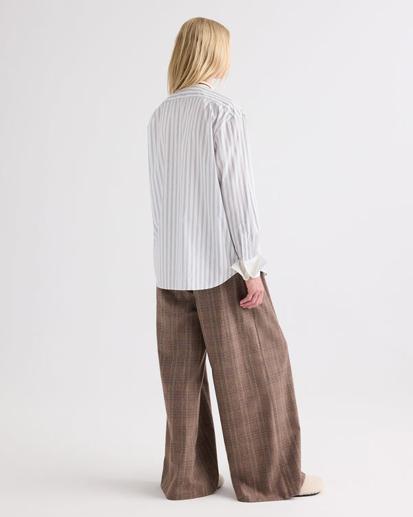 TWP White / midnight Sweet Home Alabama Shirt in Mixed Hairline Stripe view 5