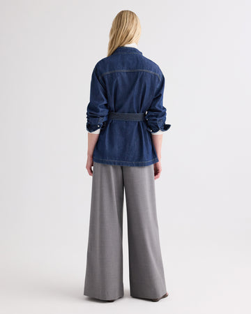 TWP Dark stone Denim Tamzin Wrap Jacket in Denim Shirting view 5