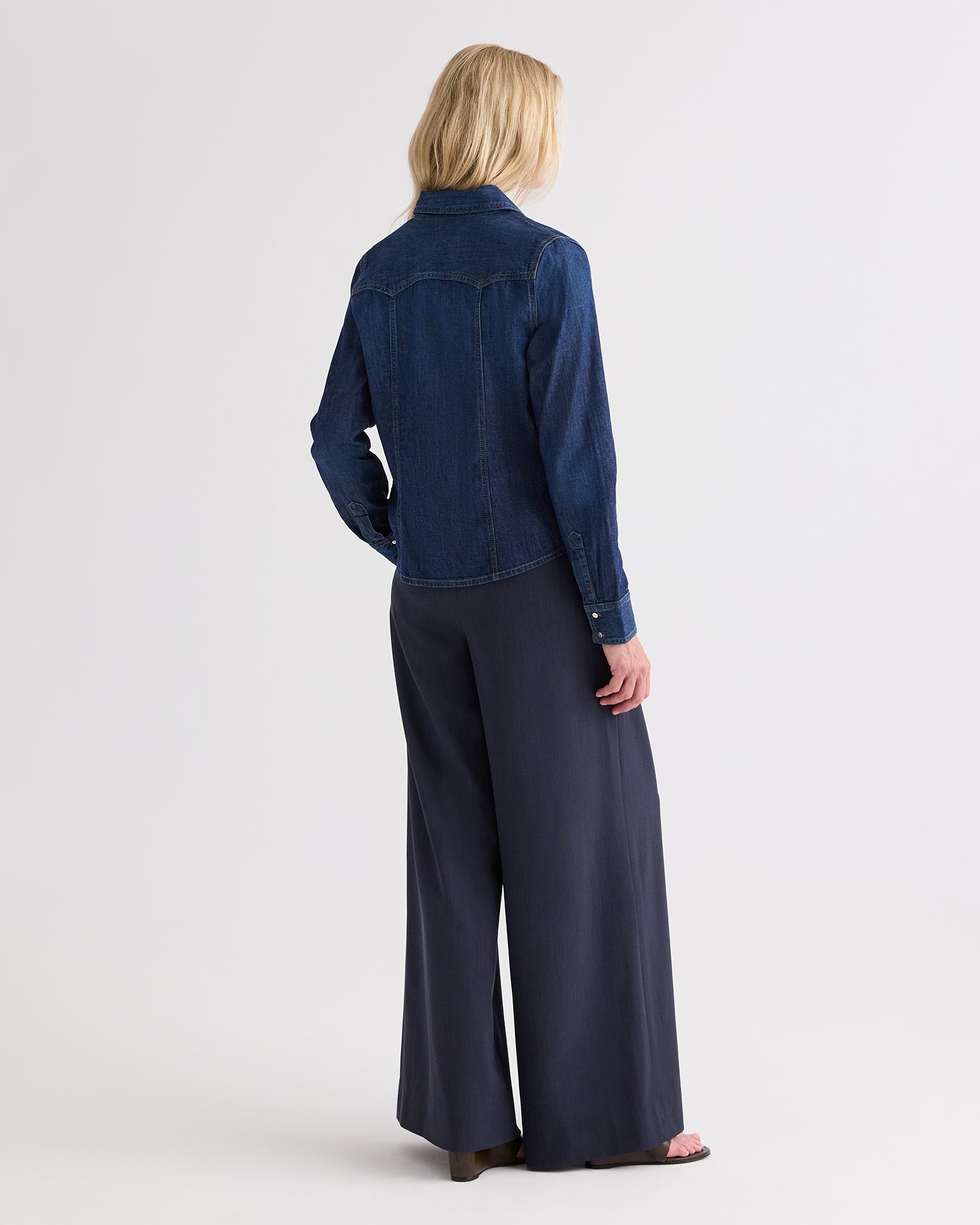 TWP Dark stone Mustang Sally with Snaps in Denim Shirting view 5