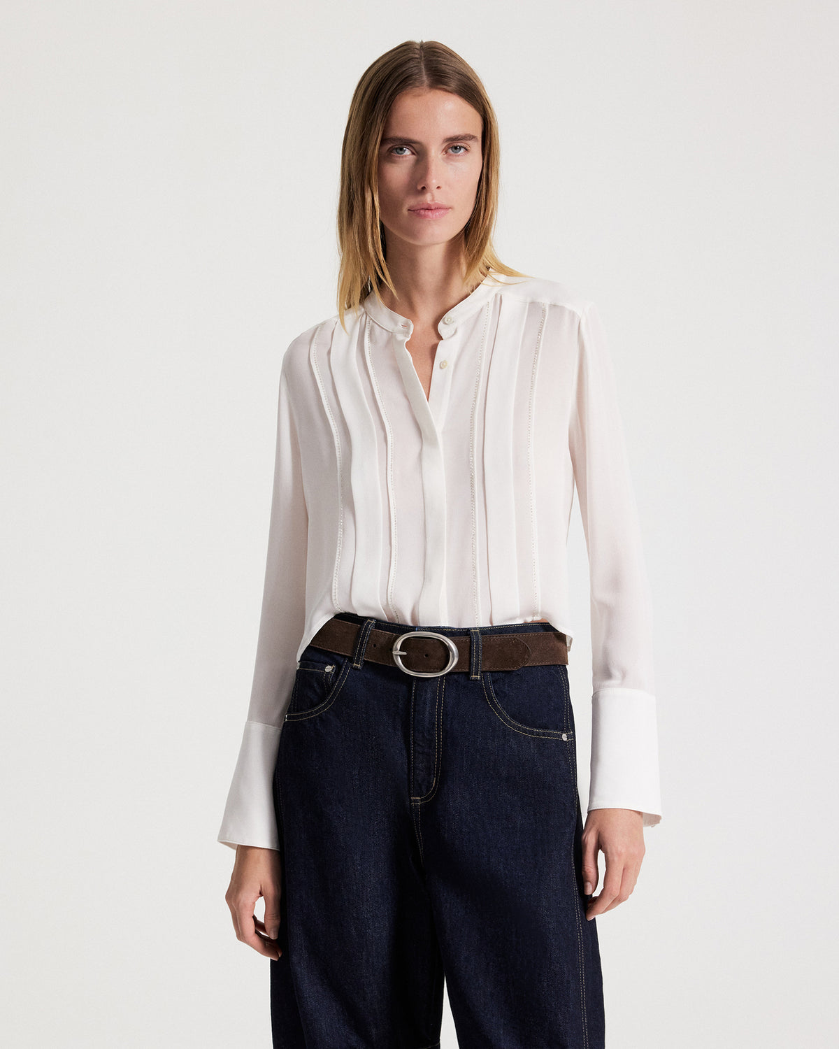 TWP Ivory Patti Top with Pleated Bib in Bugle and Seed Beads view 1
