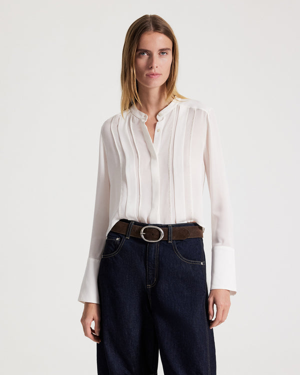 TWP Ivory Patti Top with Pleated Bib in Bugle and Seed Beads view 1