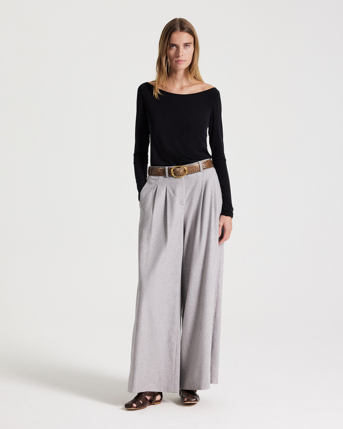 TWP Black Off Shoulder Long Sleeve Top in Stretch Jersey view 4