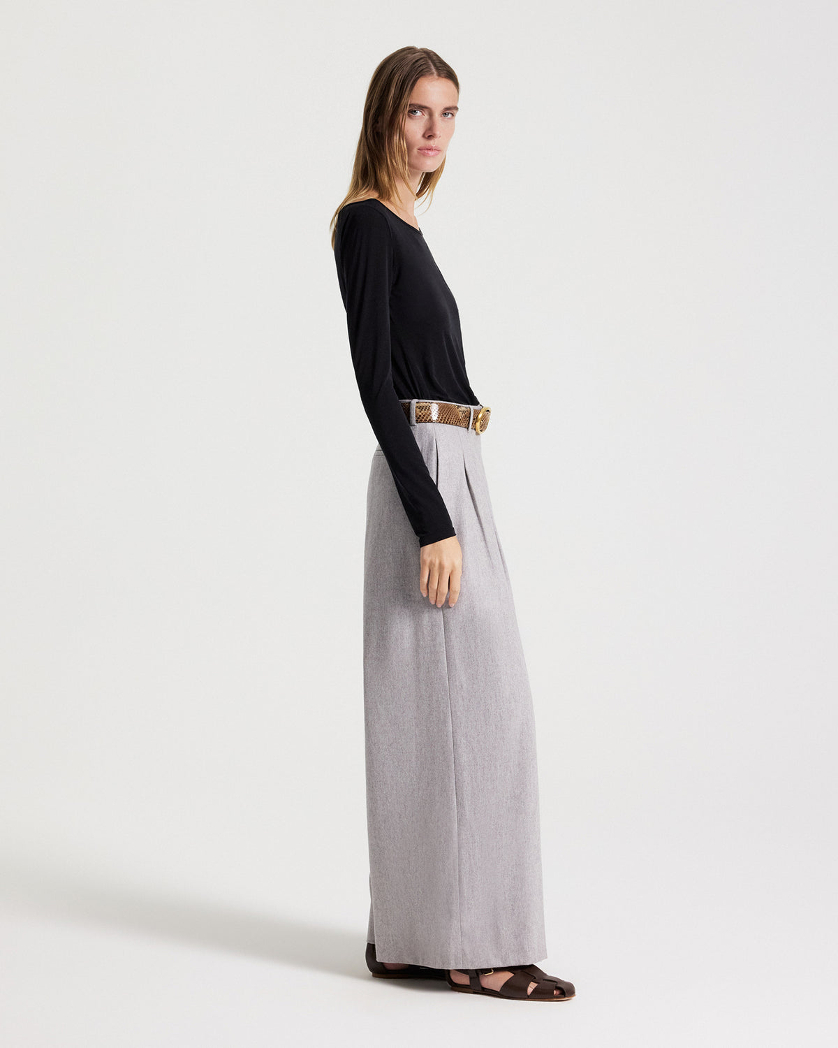 TWP Black Off Shoulder Long Sleeve Top in Stretch Jersey view 5
