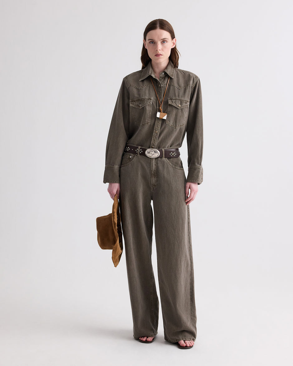 TWP Slate Yellowstone Shirt in Natural Denim view 3