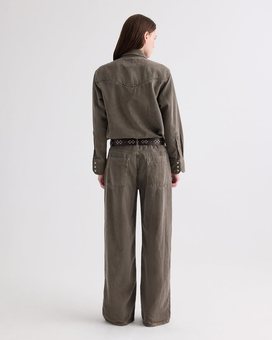 TWP Slate Yellowstone Shirt in Natural Denim view 5