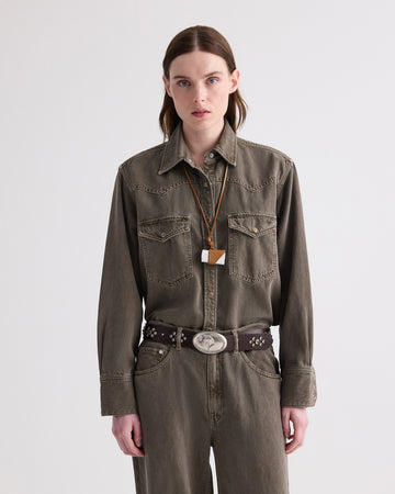TWP Slate Yellowstone Shirt in Natural Denim view 1