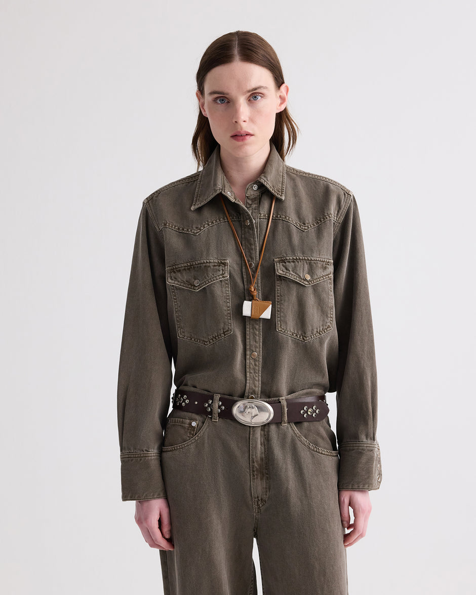 TWP Slate Yellowstone Shirt in Natural Denim view 1