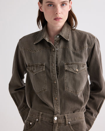 TWP Slate Yellowstone Shirt in Natural Denim view 2