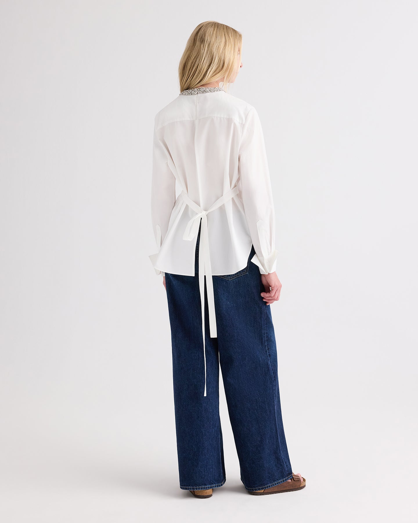 TWP White The Day We Met Shirt w/ Crystal Collar in Compact Poplin view 6