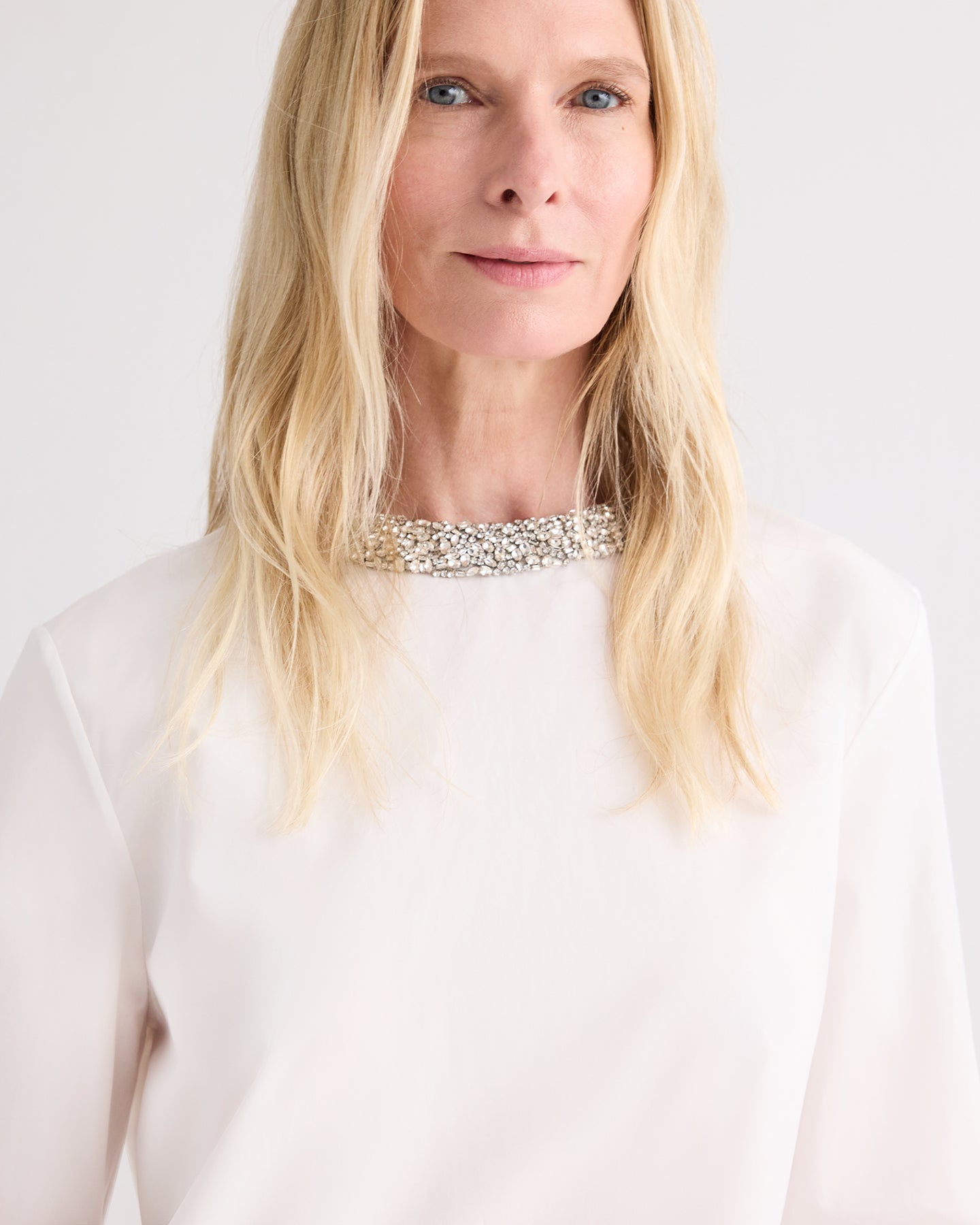 TWP White The Day We Met Shirt w/ Crystal Collar in Compact Poplin view 1