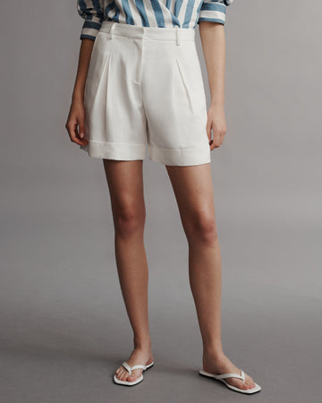 TWP White Thompson Short in Coated Viscose Linen view 5