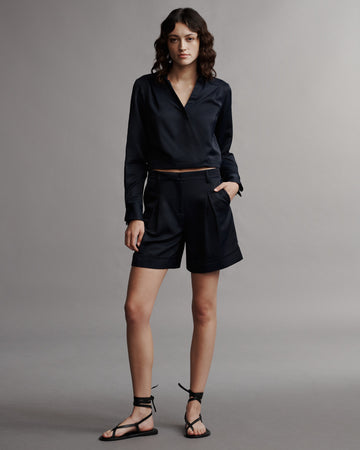 TWP Midnight Thompson Short in Coated Viscose Linen view 1