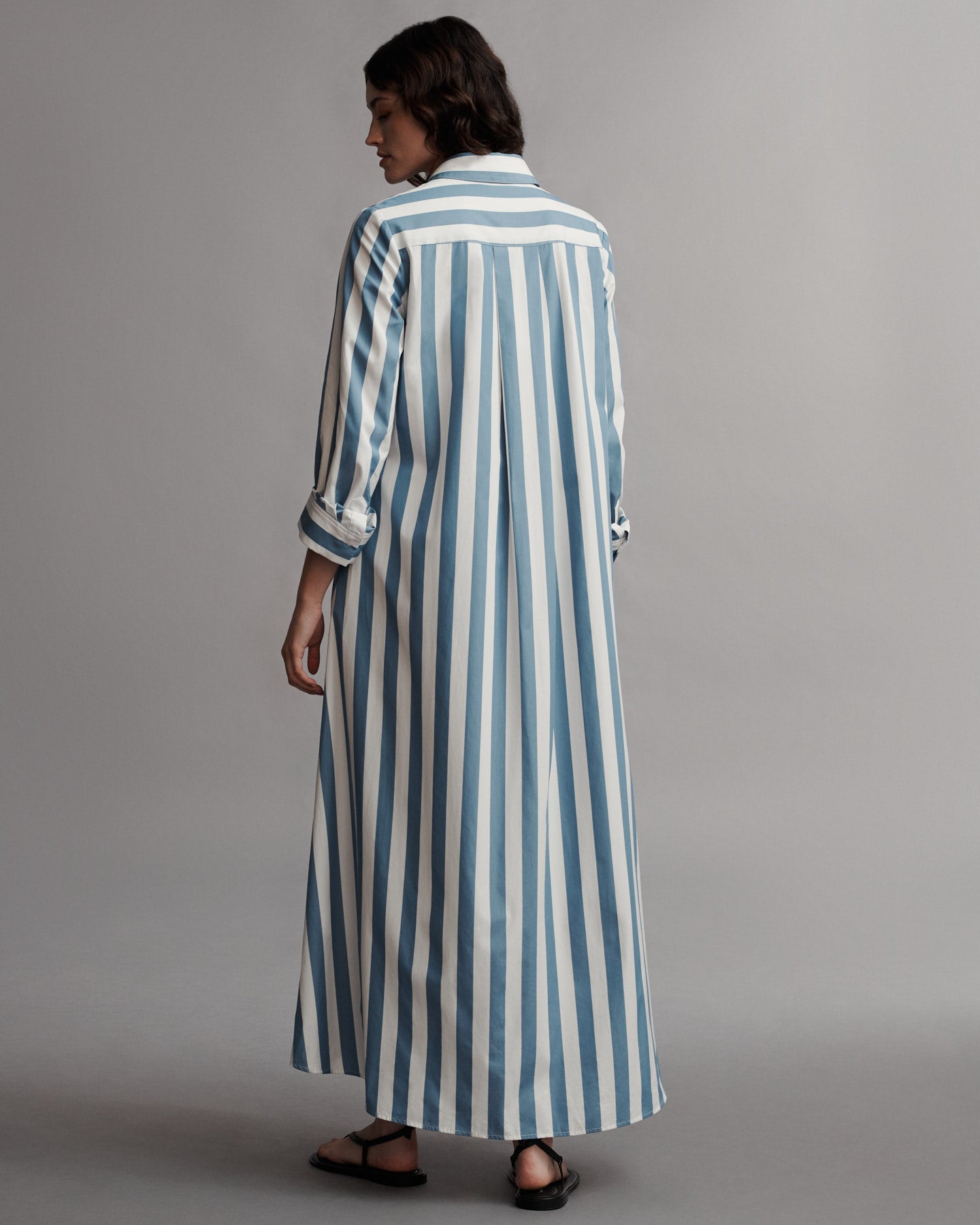 TWP White / vintage denim Jenny&#39;s Gown in Wide Stark Striped Cotton view 4
