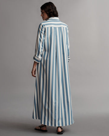 TWP White / vintage denim Jenny&#39;s Gown in Wide Stark Striped Cotton view 5