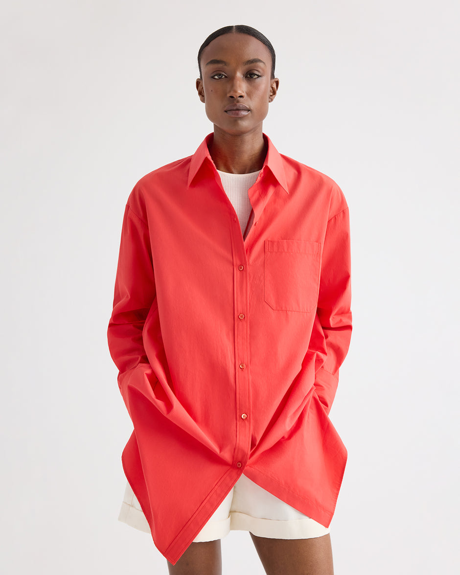 TWP Tomato Big Joe Shirt Dress in Superfine Cotton view 5