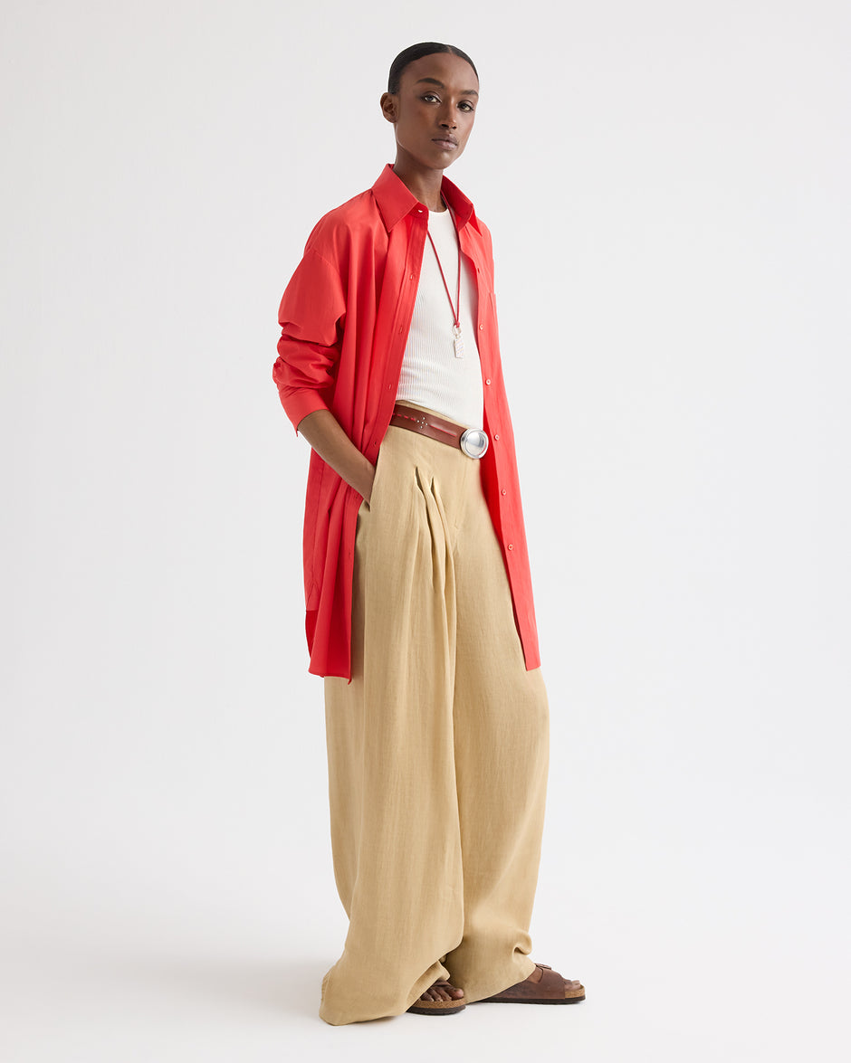 TWP Tomato Big Joe Shirt Dress in Superfine Cotton view 3