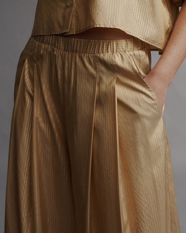 TWP Goldenrod / gold Sag Harbor Pant in Silk Metallic Stripe view 1