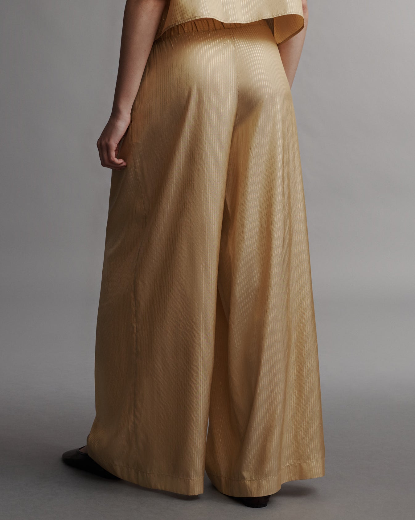 TWP Goldenrod / gold Sag Harbor Pant in Silk Metallic Stripe view 5