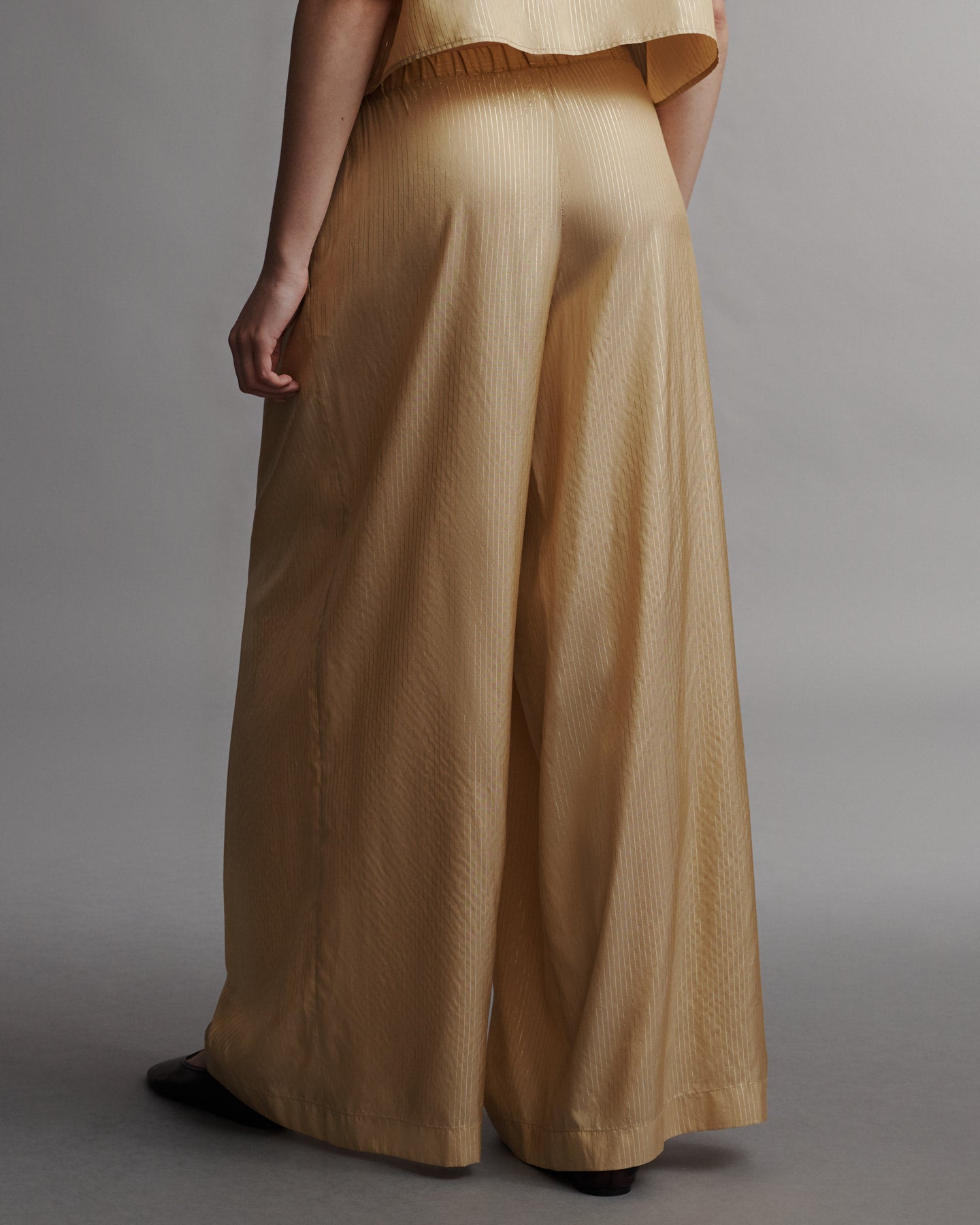 TWP Goldenrod / gold Sag Harbor Pant in Silk Metallic Stripe view 5