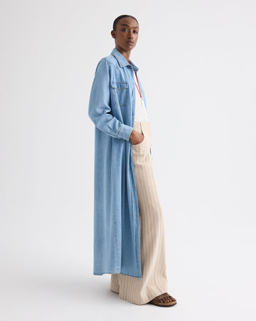 TWP Newport Cowboy Maxi Dress With Snaps in Denim view 2