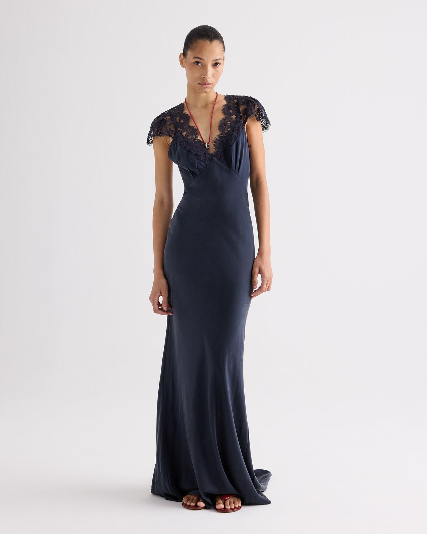 TWP Midnight Lace Gown in Silk Charmeuse view 1