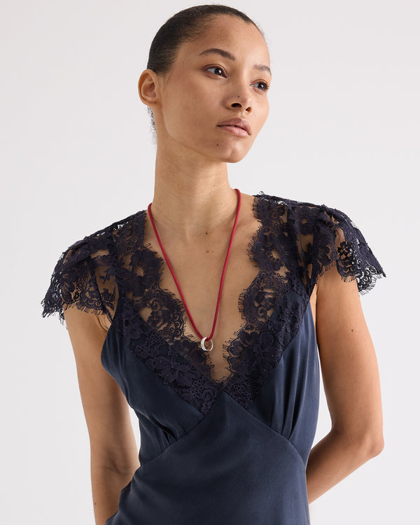 TWP Midnight Lace Gown in Silk Charmeuse view 4