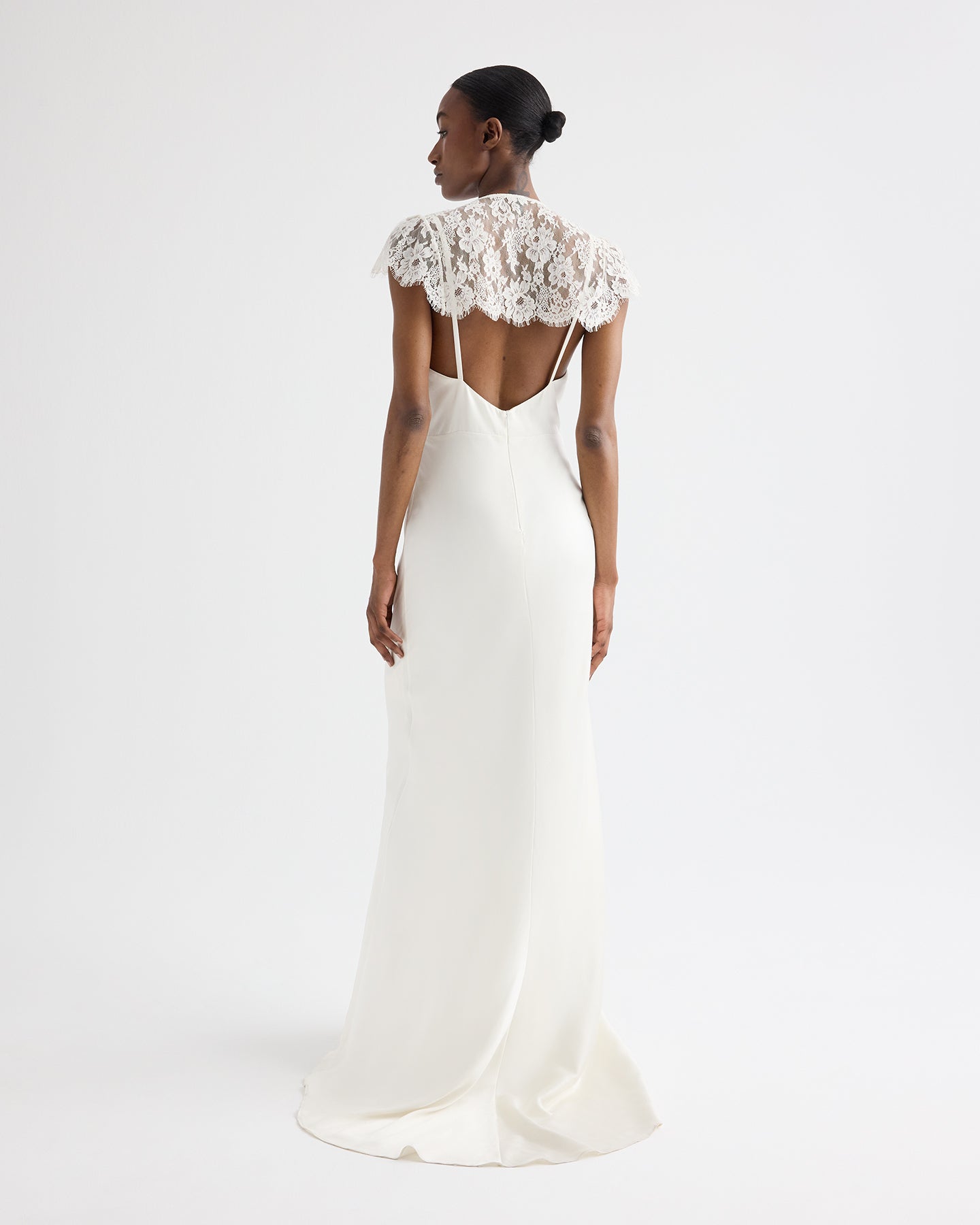 TWP Ivory Lace Gown in Silk Charmeuse view 4