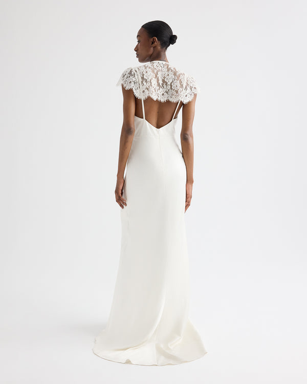 TWP Ivory Lace Gown in Silk Charmeuse view 4