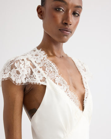 TWP Ivory Lace Gown in Silk Charmeuse view 2