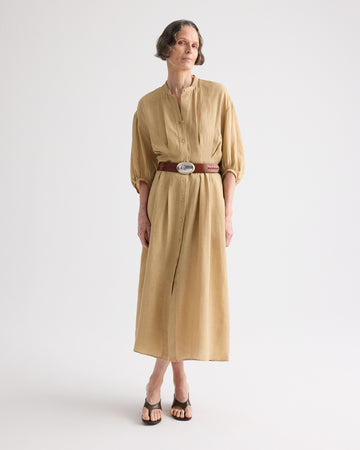 TWP Candied ginger Maxi Dress With 3/4 Poet Sleeve in Fluid Linen view 3
