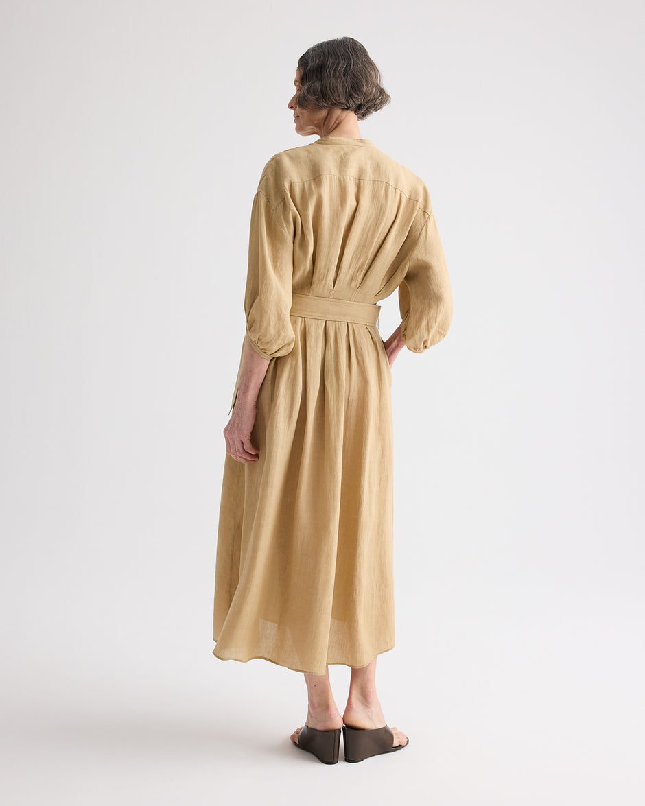 TWP Candied ginger Maxi Dress With 3/4 Poet Sleeve in Fluid Linen view 5
