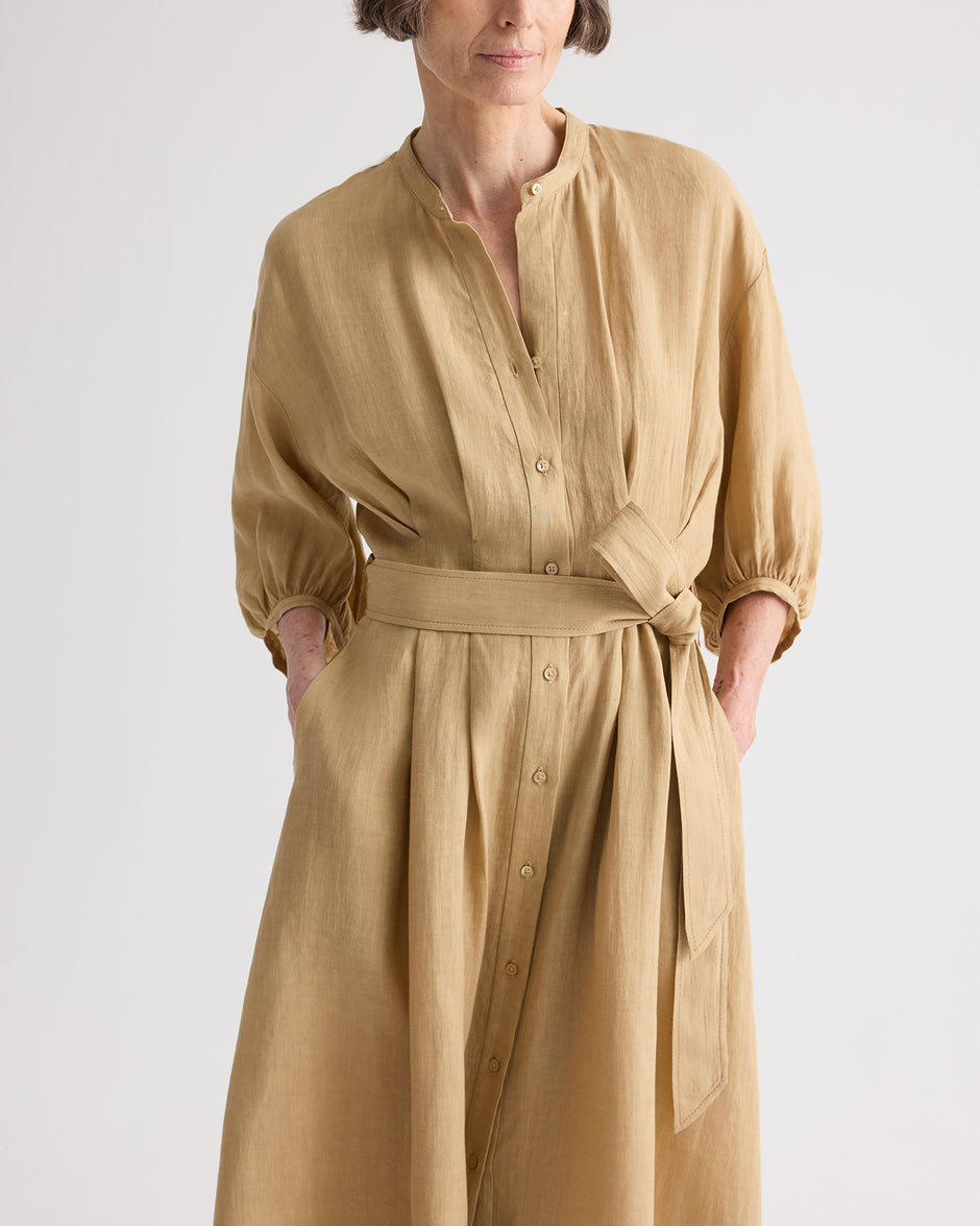 TWP Candied ginger Maxi Dress With 3/4 Poet Sleeve in Fluid Linen view 2