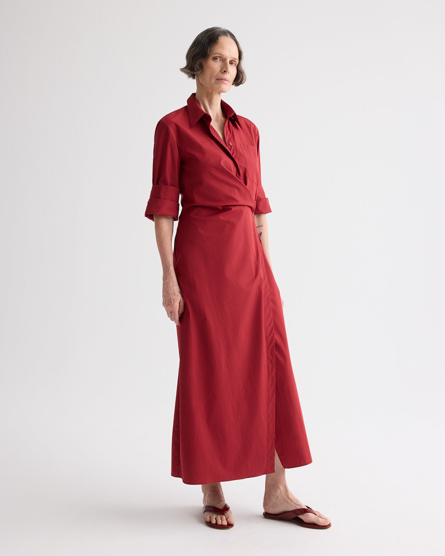 TWP Karanda red New Earl Dress in Superfine Cotton view 1