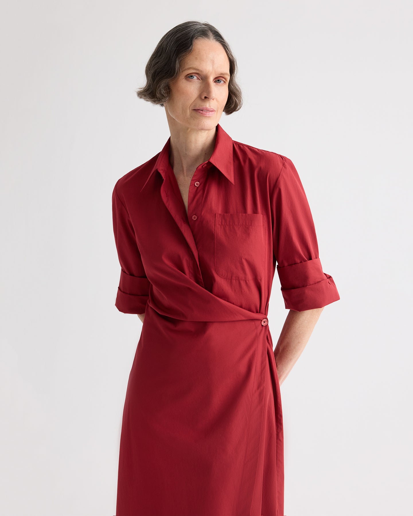 TWP Karanda red New Earl Dress in Superfine Cotton view 2