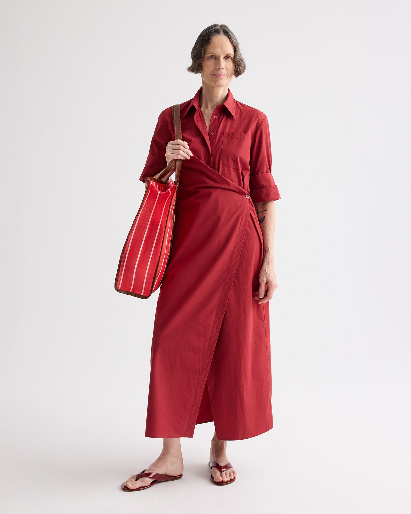 TWP Karanda red New Earl Dress in Superfine Cotton view 3