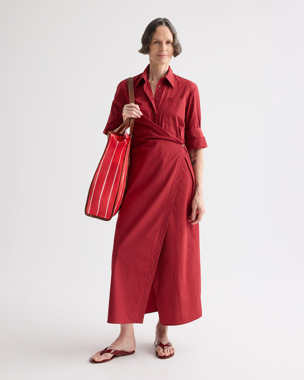 TWP Karanda red New Earl Dress in Superfine Cotton view 3