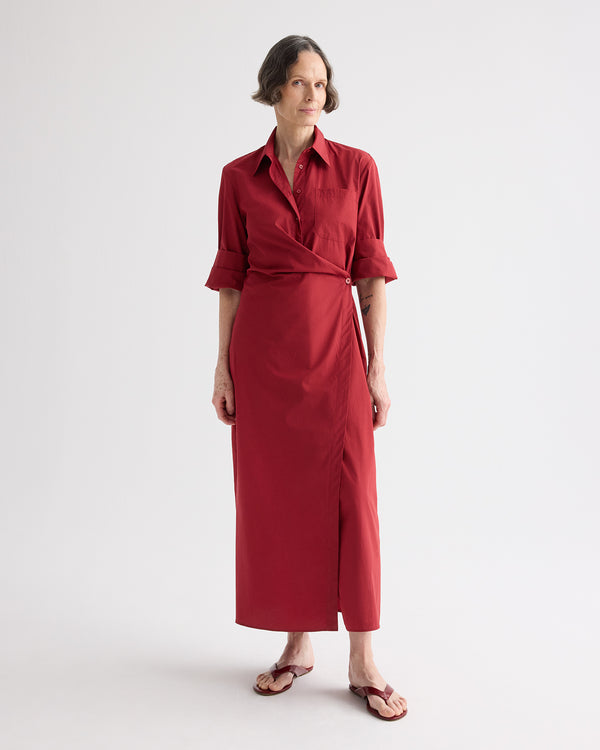 TWP Karanda red New Earl Dress in Superfine Cotton view 4