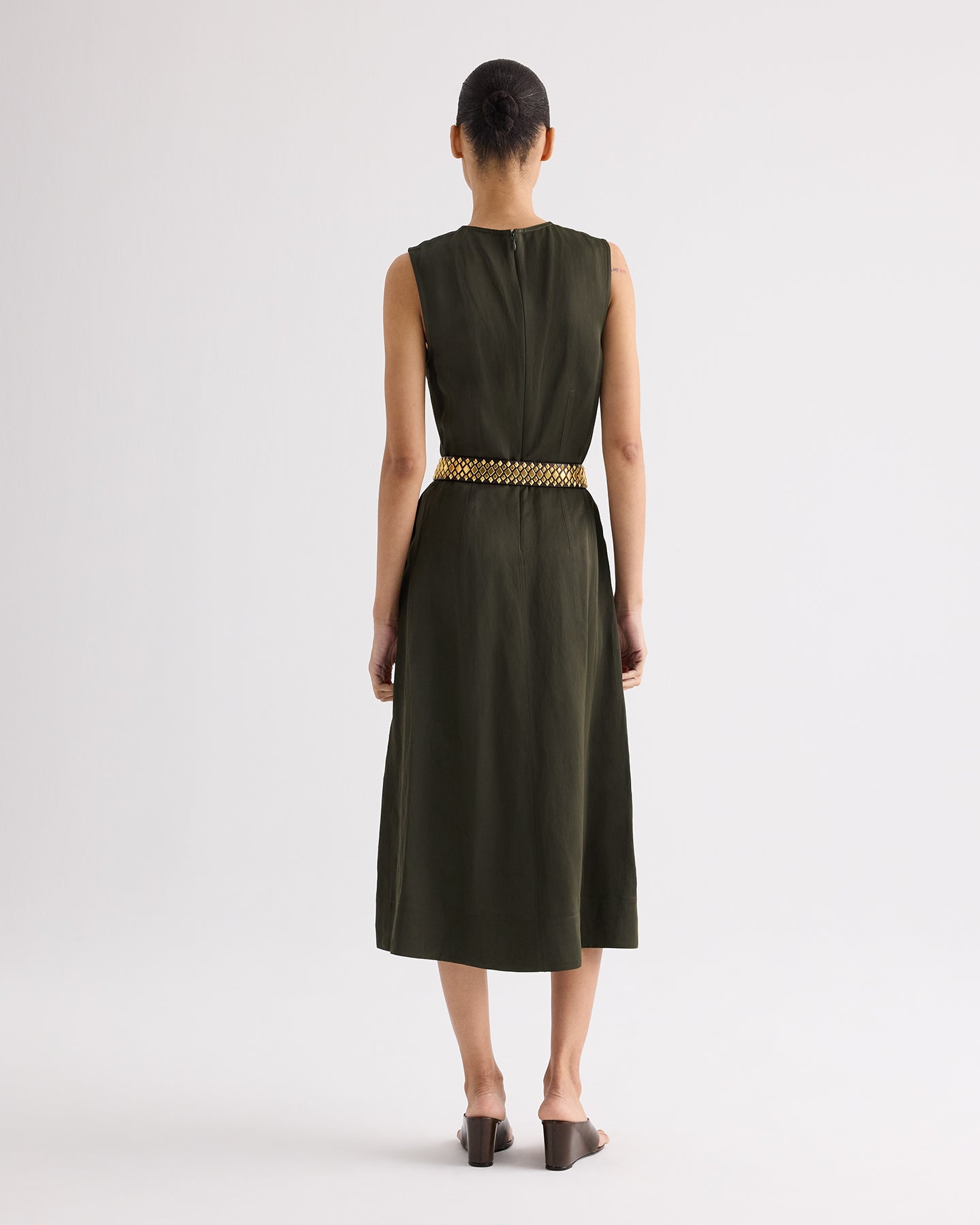 TWP Rosen Crew Neck Dress with Darts in Coated Viscose Linen view 5