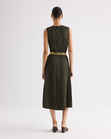TWP Rosen Crew Neck Dress with Darts in Coated Viscose Linen view 5